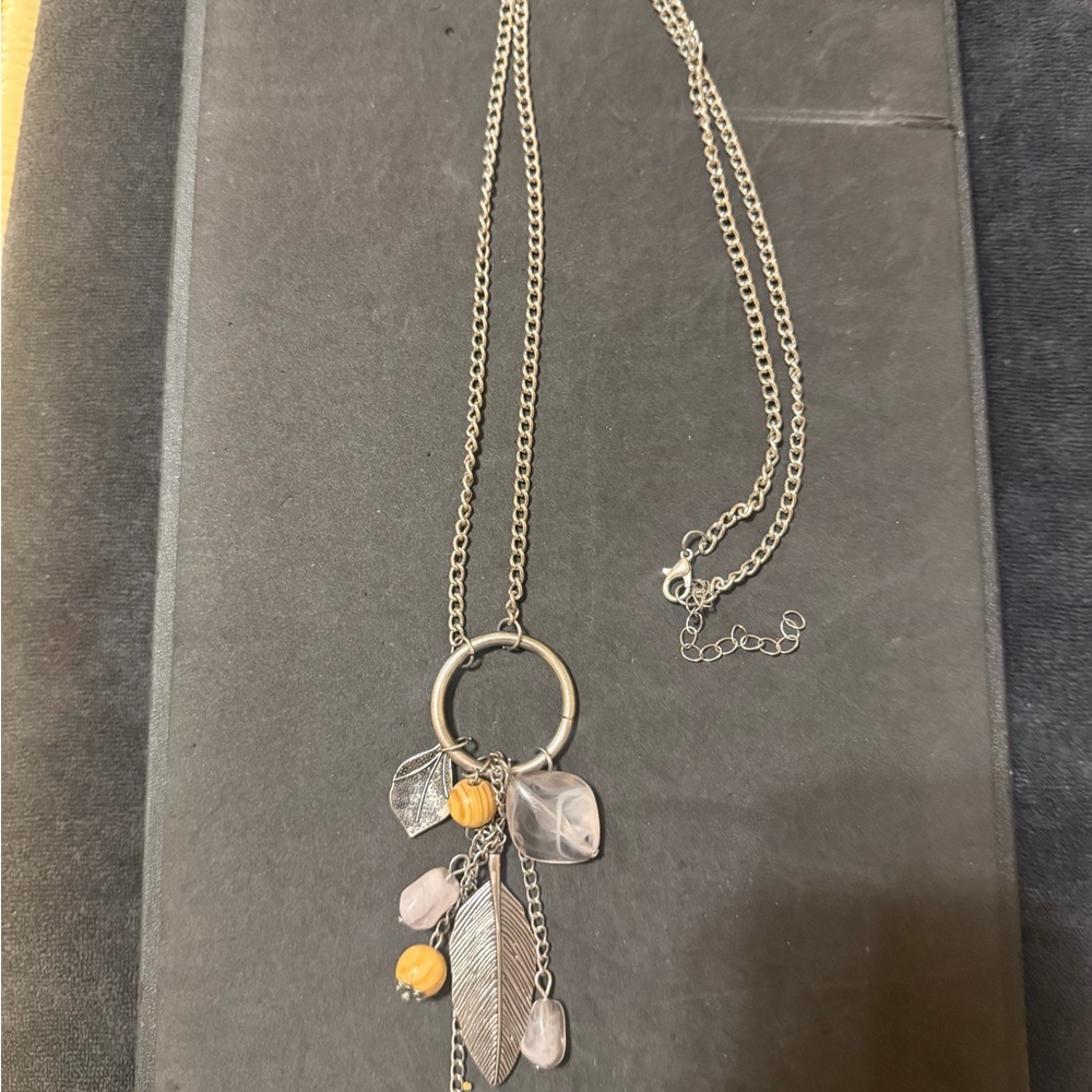 Silver and Gold Leaf Pendant Necklace